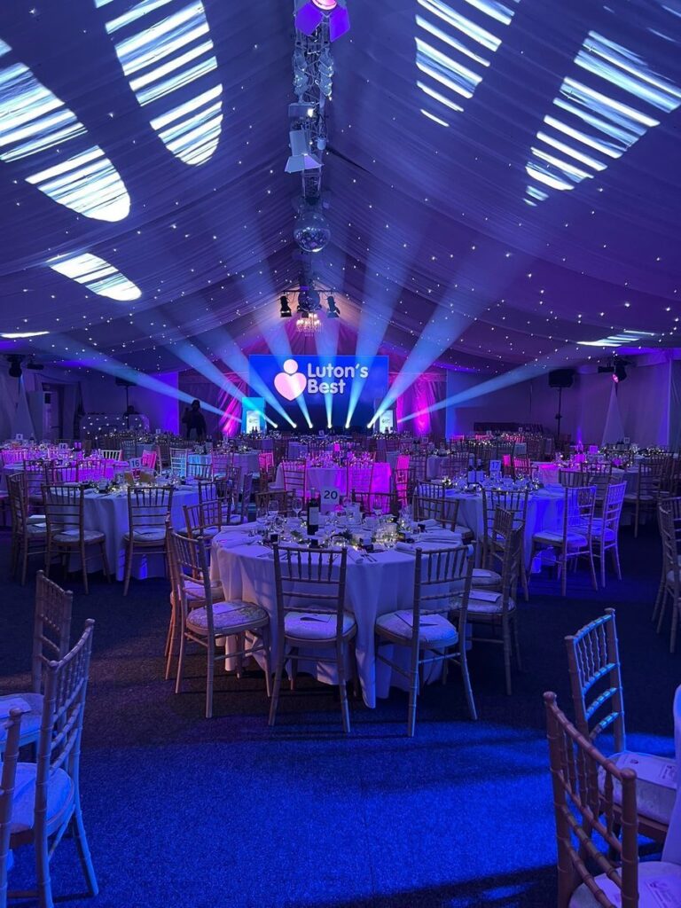 The Luton Hoo Hotel Walled Garden marquee set up for the Luton's Best Awards 2025
