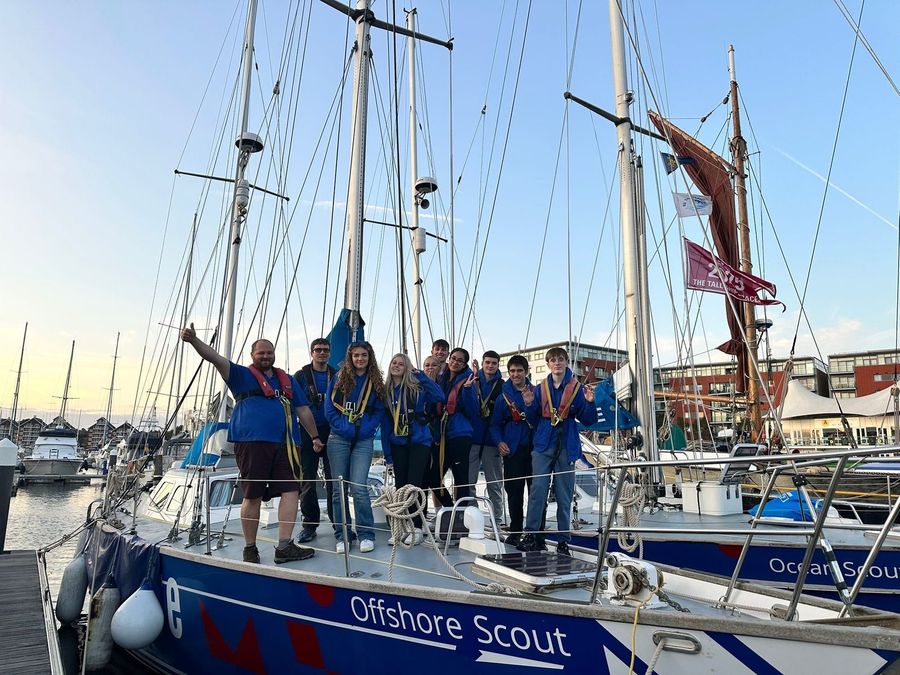 Riparian Explorer Sea Scouts and leaders aboard Offshore Scout before setting sail