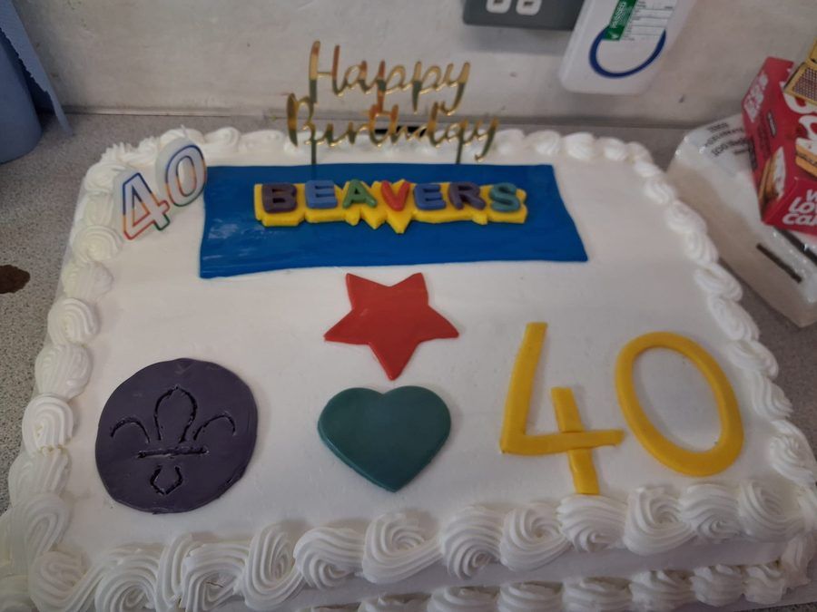 A cake decorated for the Beaver Scouts' 40th birthday