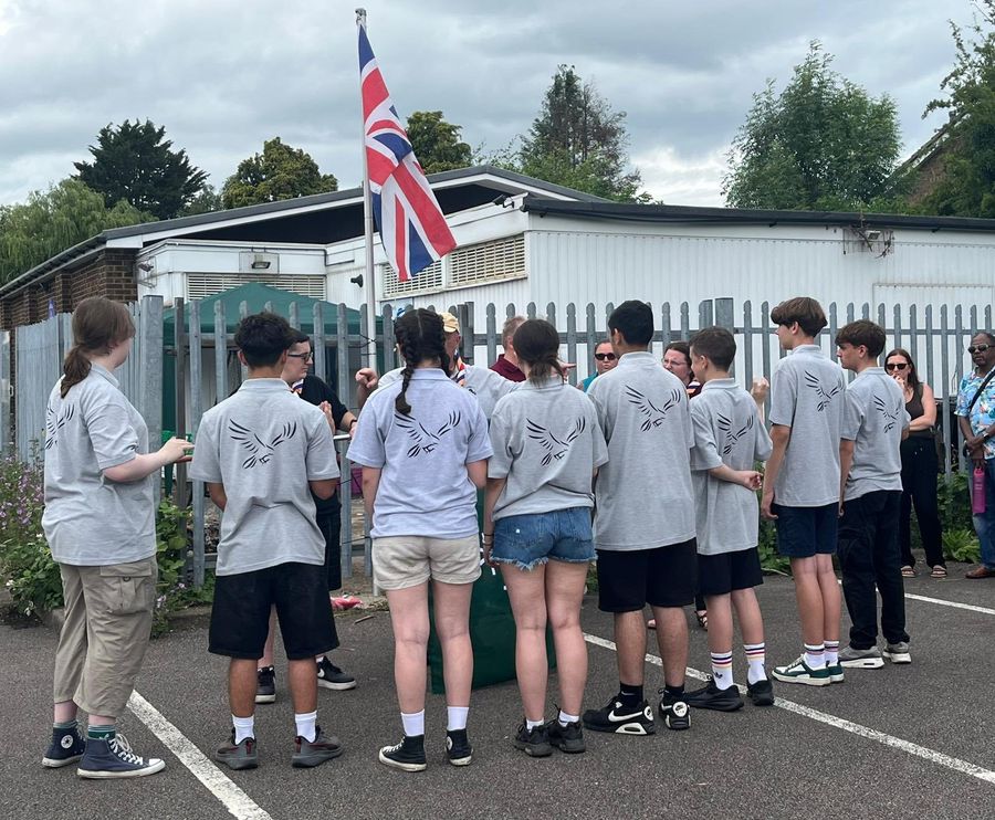 Aquilla Explorer Unit members in their new eagle-branded t-shirts at the Icknield Way Scout Group open day